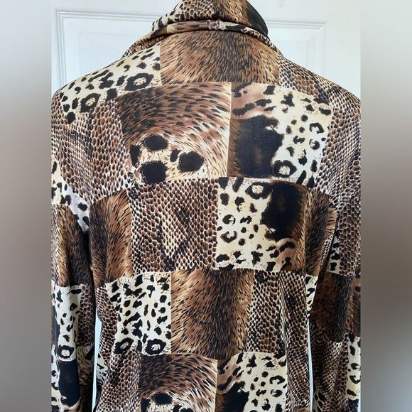 1990s/80s Leopard Print Turtleneck Top - Picture 4 of 5